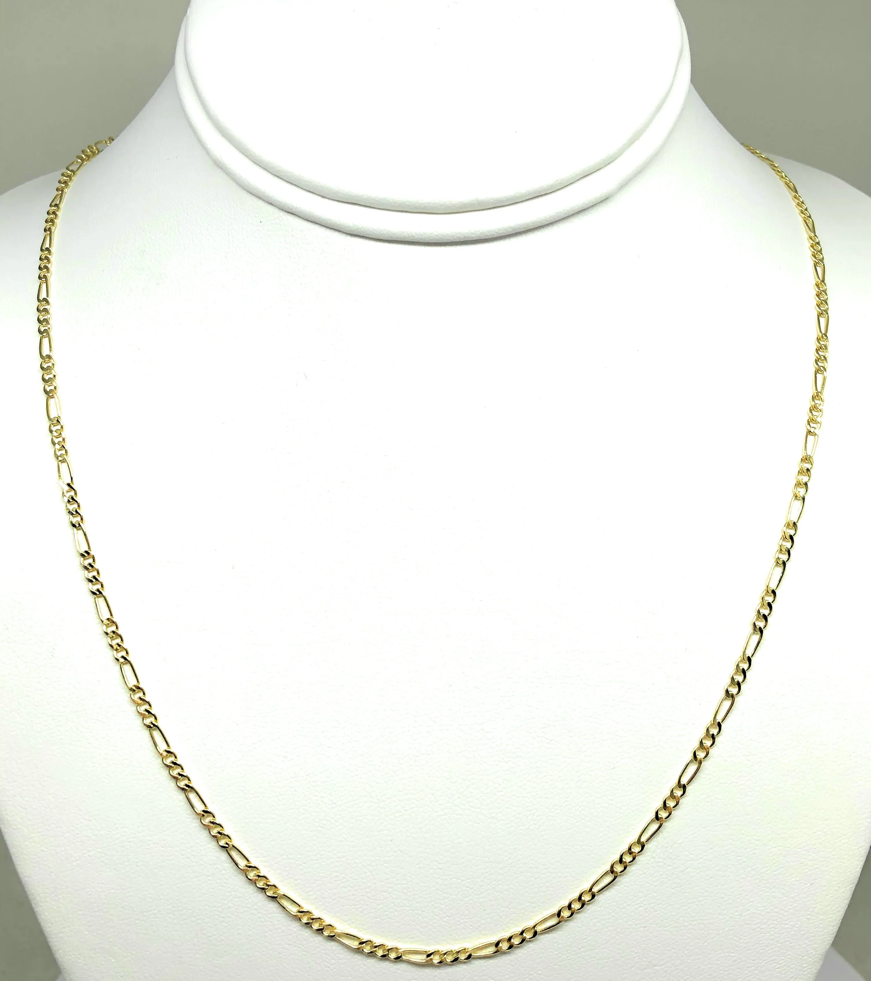 14k Solid Gold Figaro Chain 18-24 inches 2.2mm (Semi-Hollow Style)