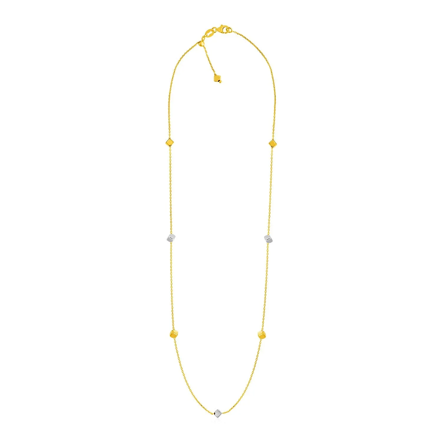 14k Two Tone Gold Necklace with Polished Cubesrx30676-17-rx30676-17