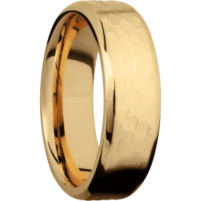14K Yellow Gold + Hammer , Polish Finish
