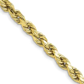 5.5mm 10K Yellow Gold Hollow Diamond Cut Rope Chain Necklace