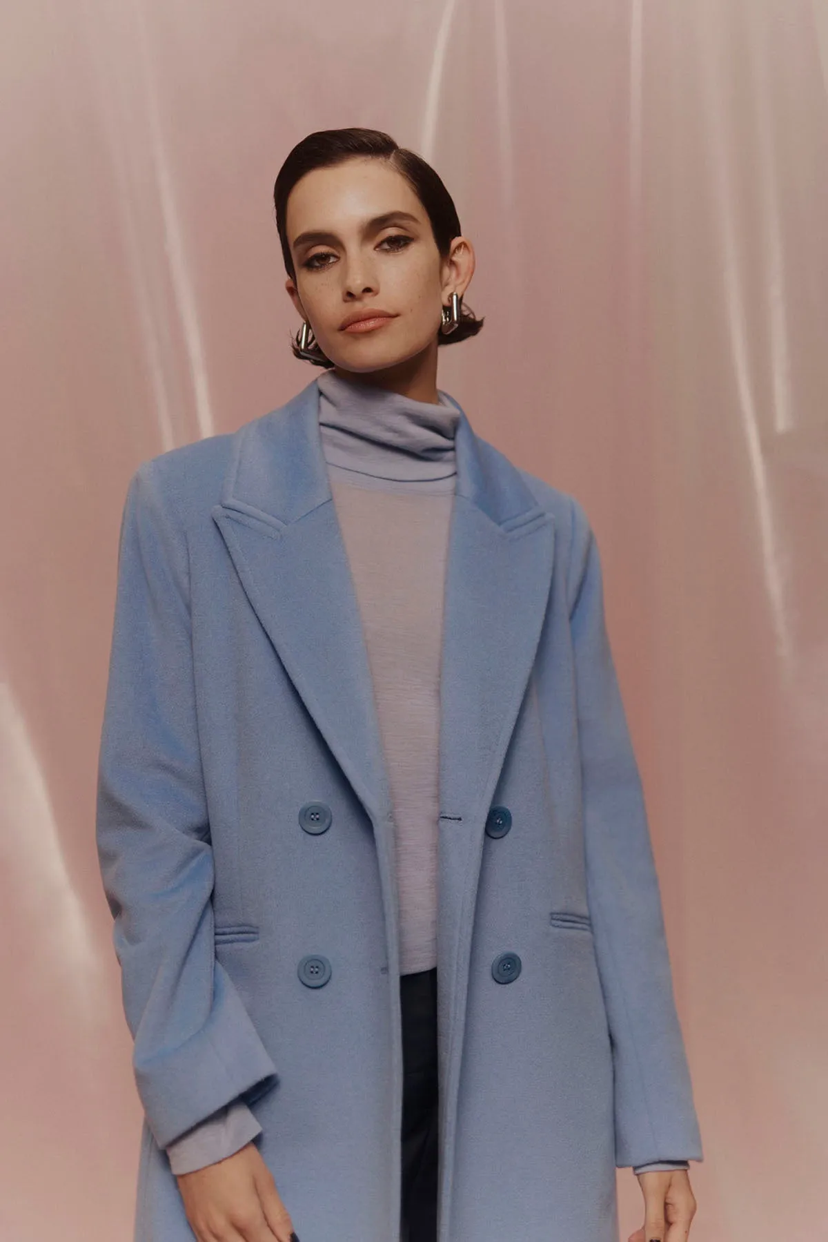 Albert Wool Coat - Sky Blue