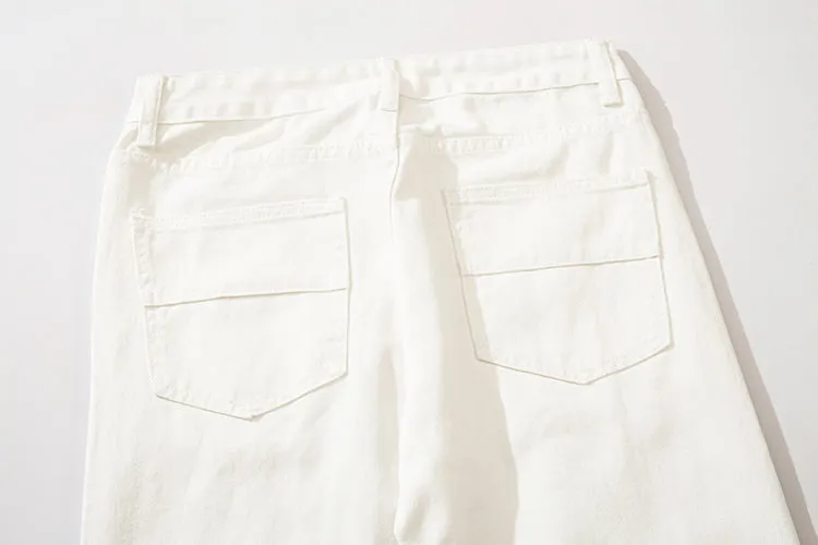 'Alchemist' Print White Denim Jeans