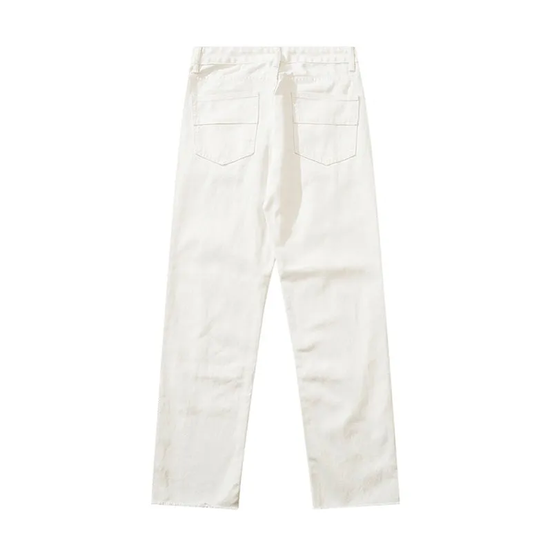 'Alchemist' Print White Denim Jeans