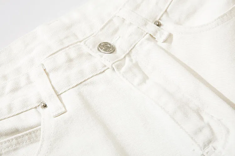 'Alchemist' Print White Denim Jeans