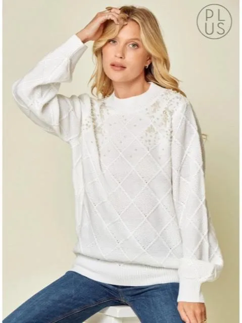 All In The Details Pearl Sweater In Ivory