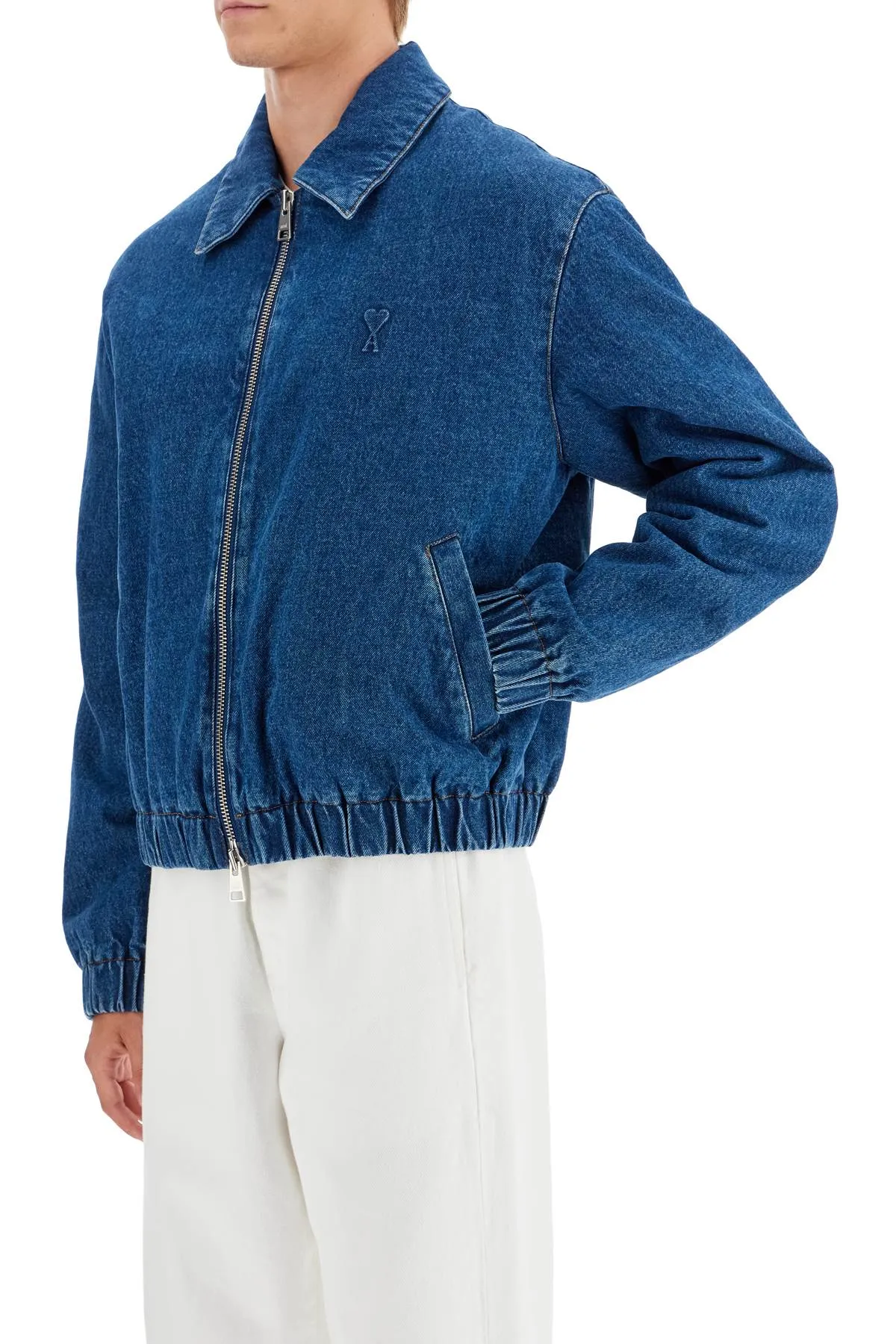 Ami Alexandre Matiussi Denim Bomber Jacket For   Blue