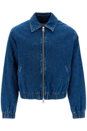 Ami Alexandre Matiussi Denim Bomber Jacket For   Blue