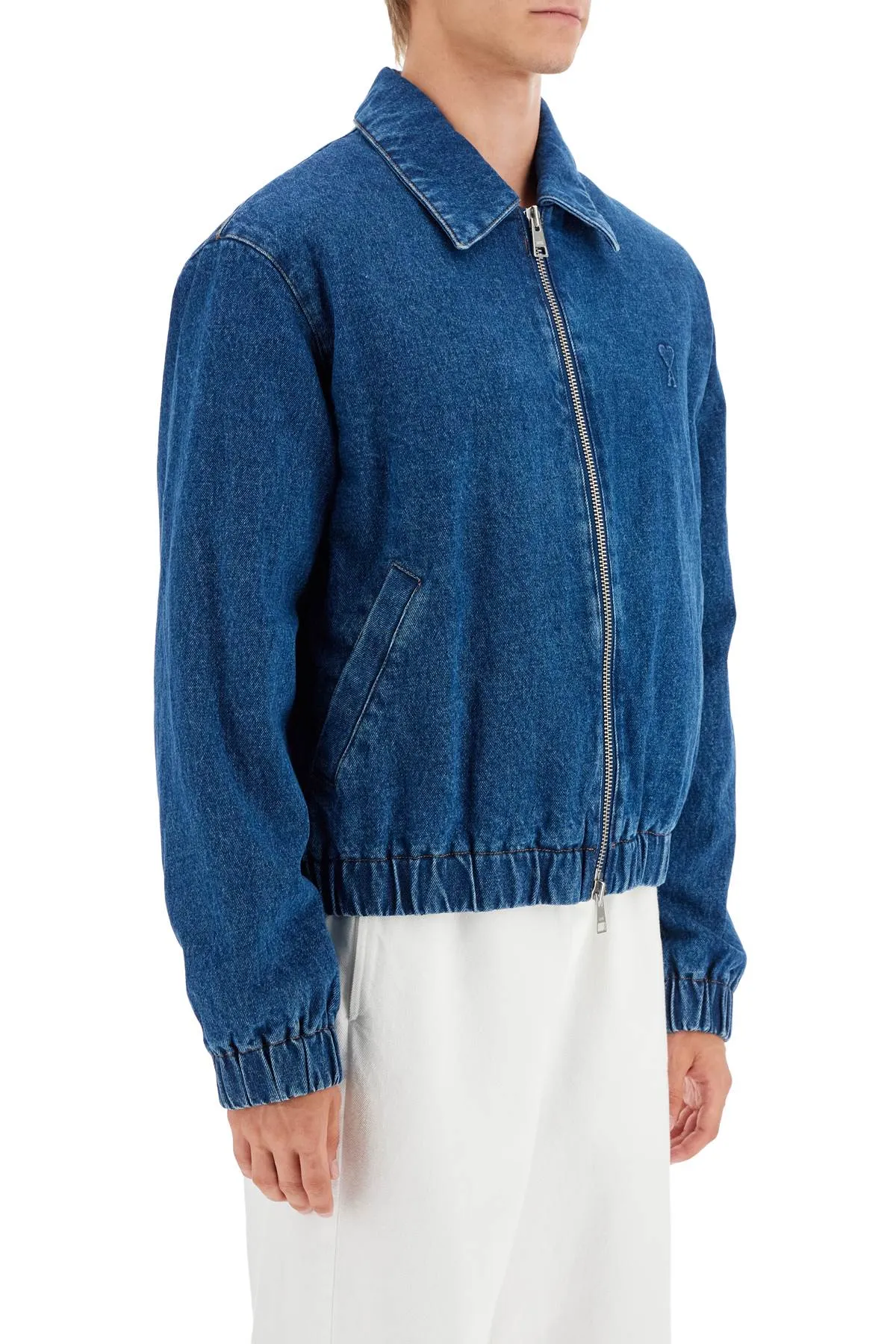 Ami Alexandre Matiussi Denim Bomber Jacket For   Blue