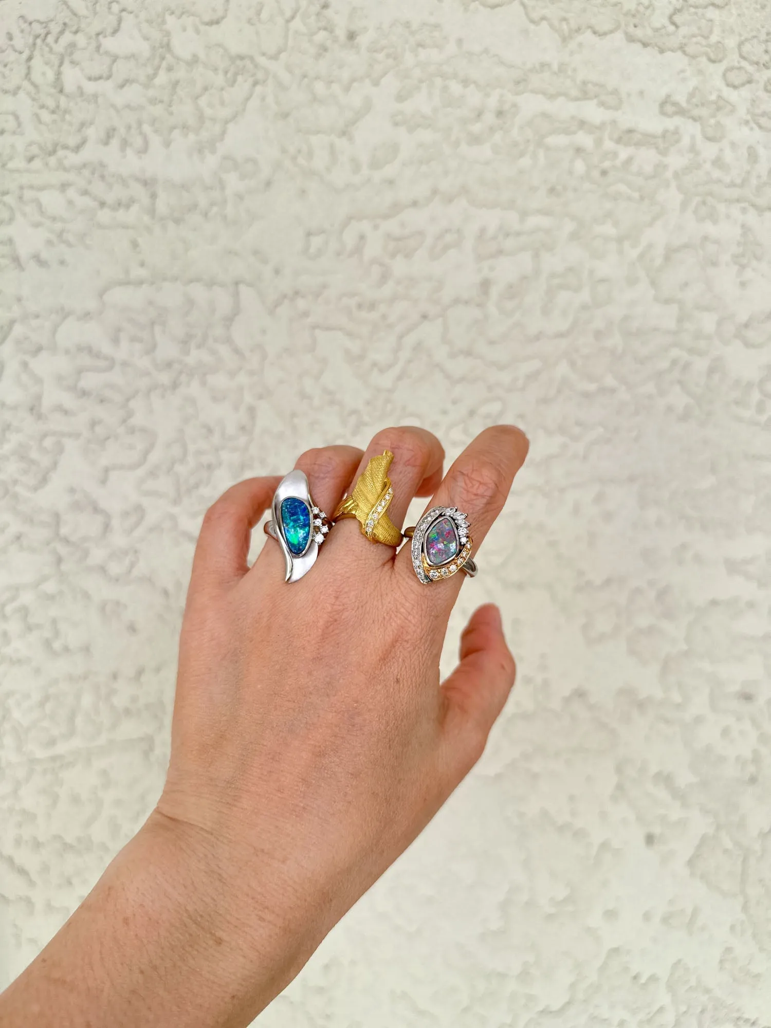 Australian Boulder Opal with Diamonds Designer Ring 18K Gold Platinum V1107