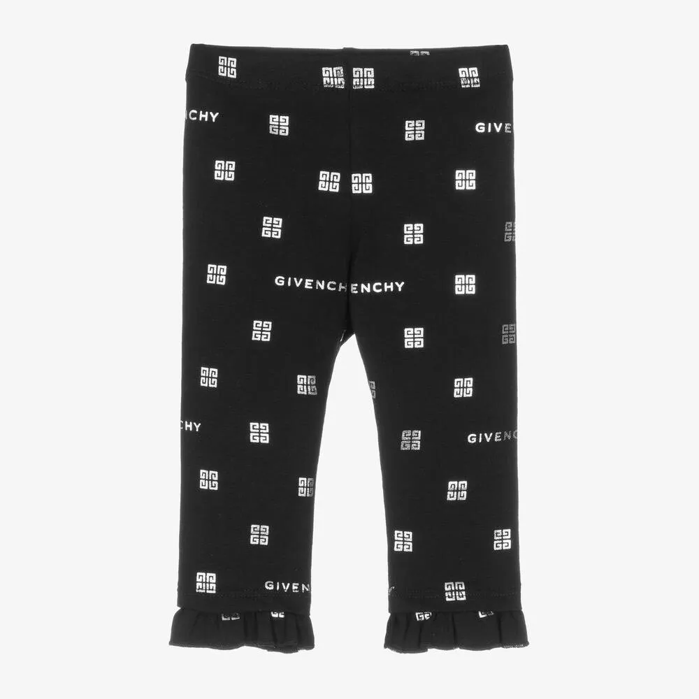 Baby Girls Black Cotton 4G Leggings