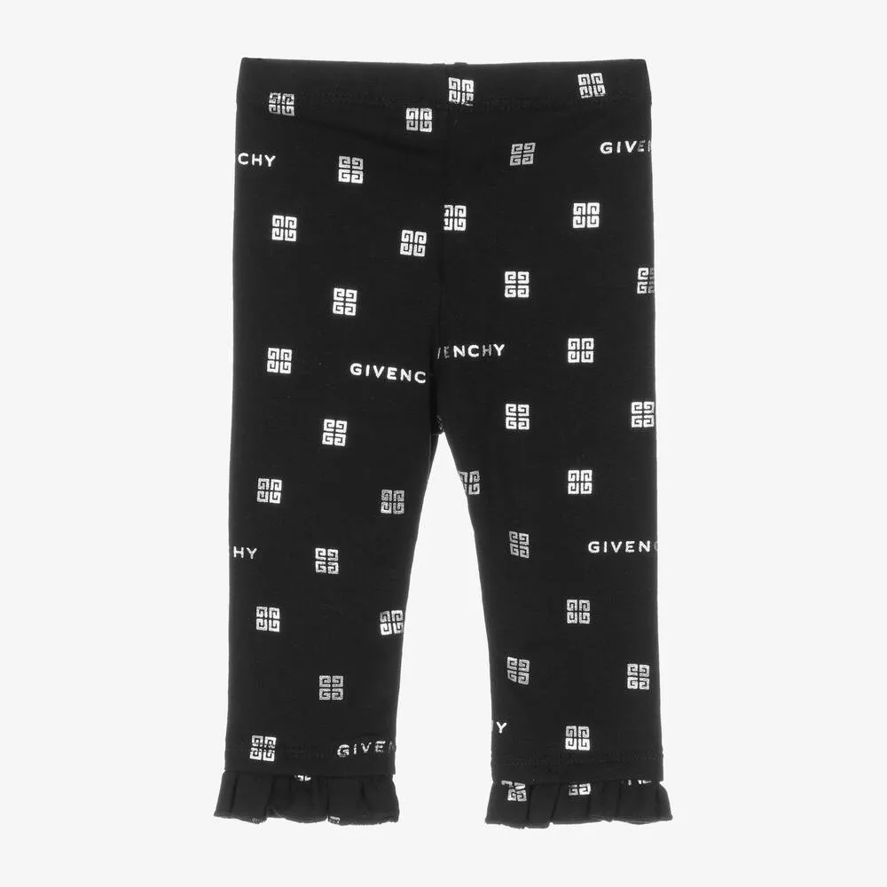 Baby Girls Black Cotton 4G Leggings