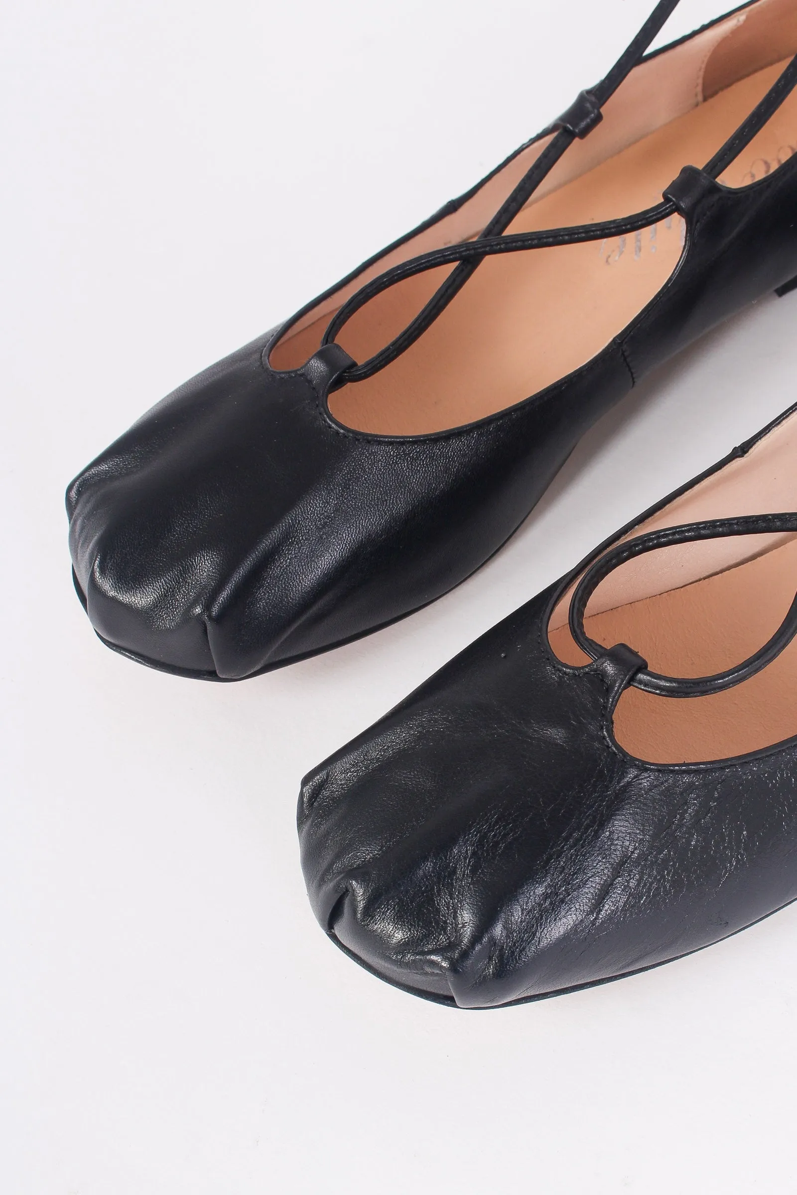Ballerina Lacci Vera Pelle Nero