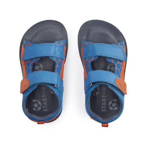 Beachball Bright blue leather/ orange suede boys rip-tape sandals