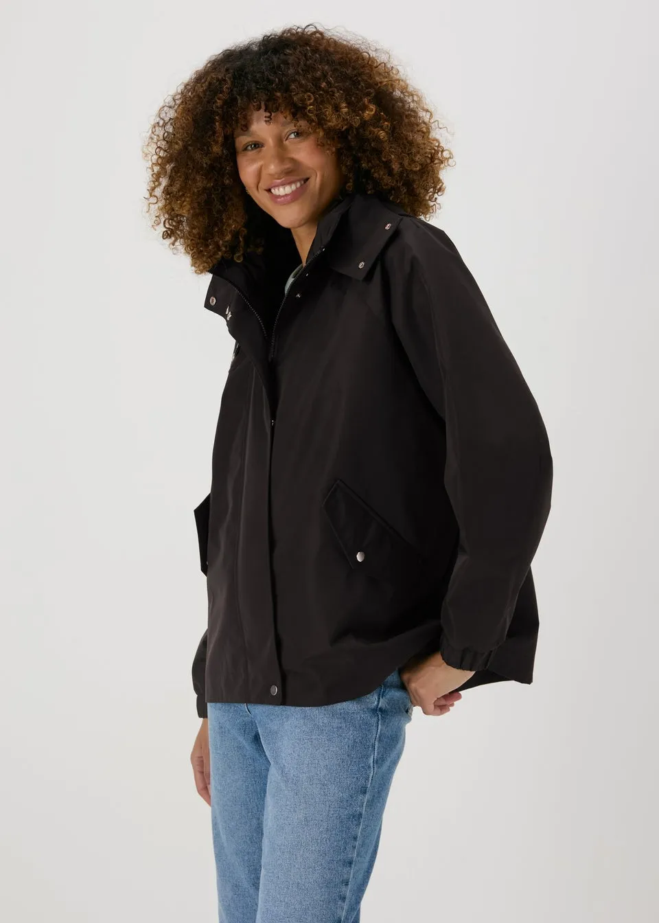 Black Mid Length Mac Coat