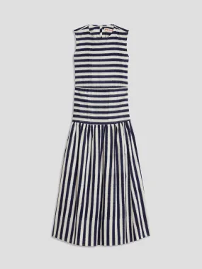 Blue & White Pulcheria lkat Stripes Dress