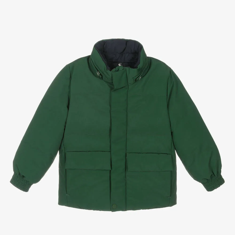 Boys Green Reversible Down Coat