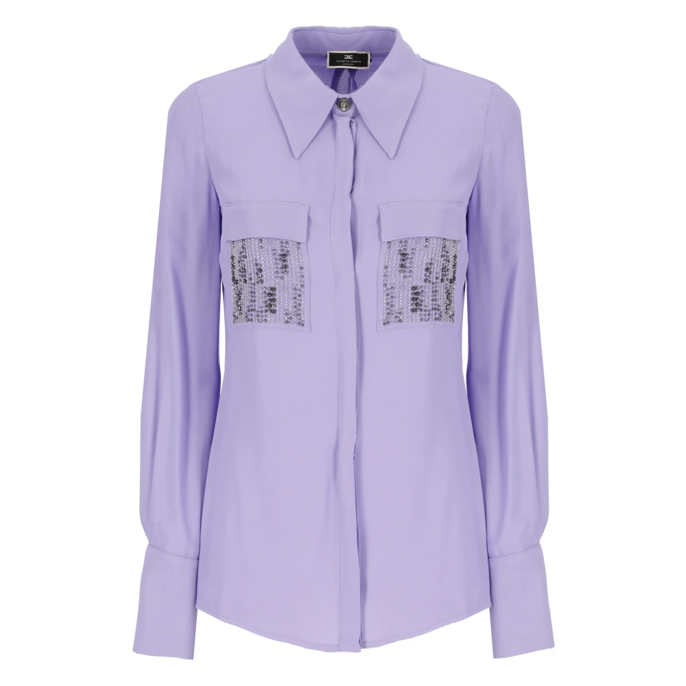 Camicia Viola in Viscosa con Colletto