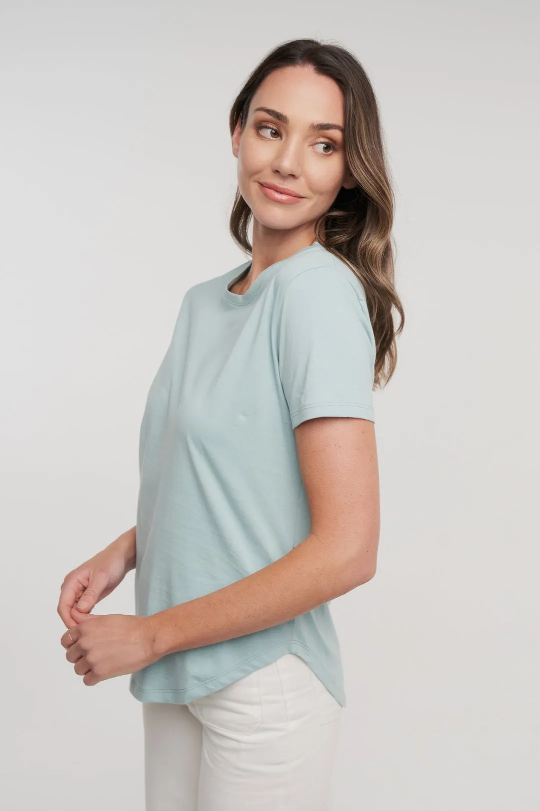 CASA AMUK - SADDLE HEM TEE - CLOUD BLUE