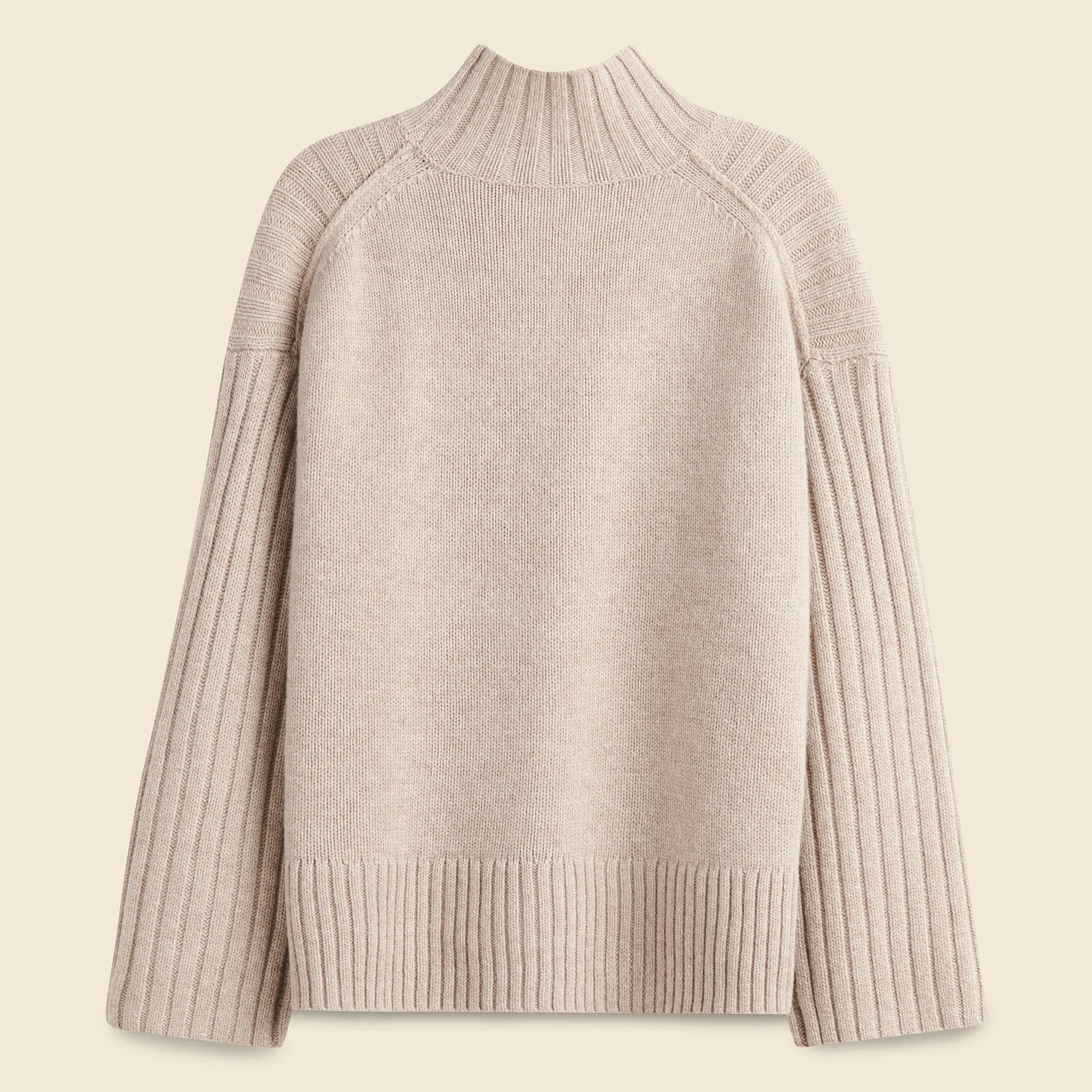 Chaley Rib Mock Neck Sweater - Heather Latte