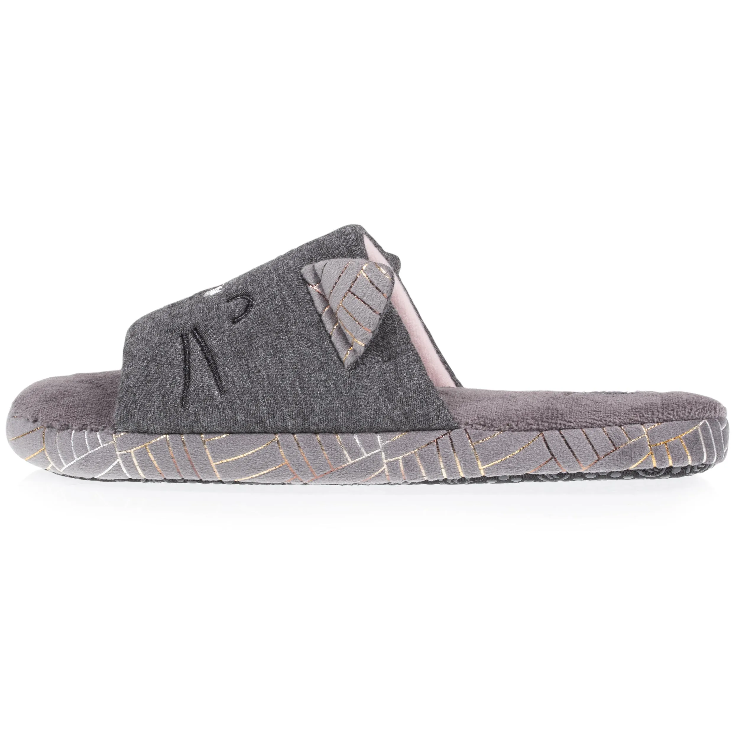 Chaussons sandales Femme 3D Gris chiné foncé