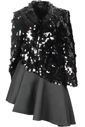 COMME DES GARONS ASYMMETRIC SEQUINED CHIFFON COAT MEDIUM