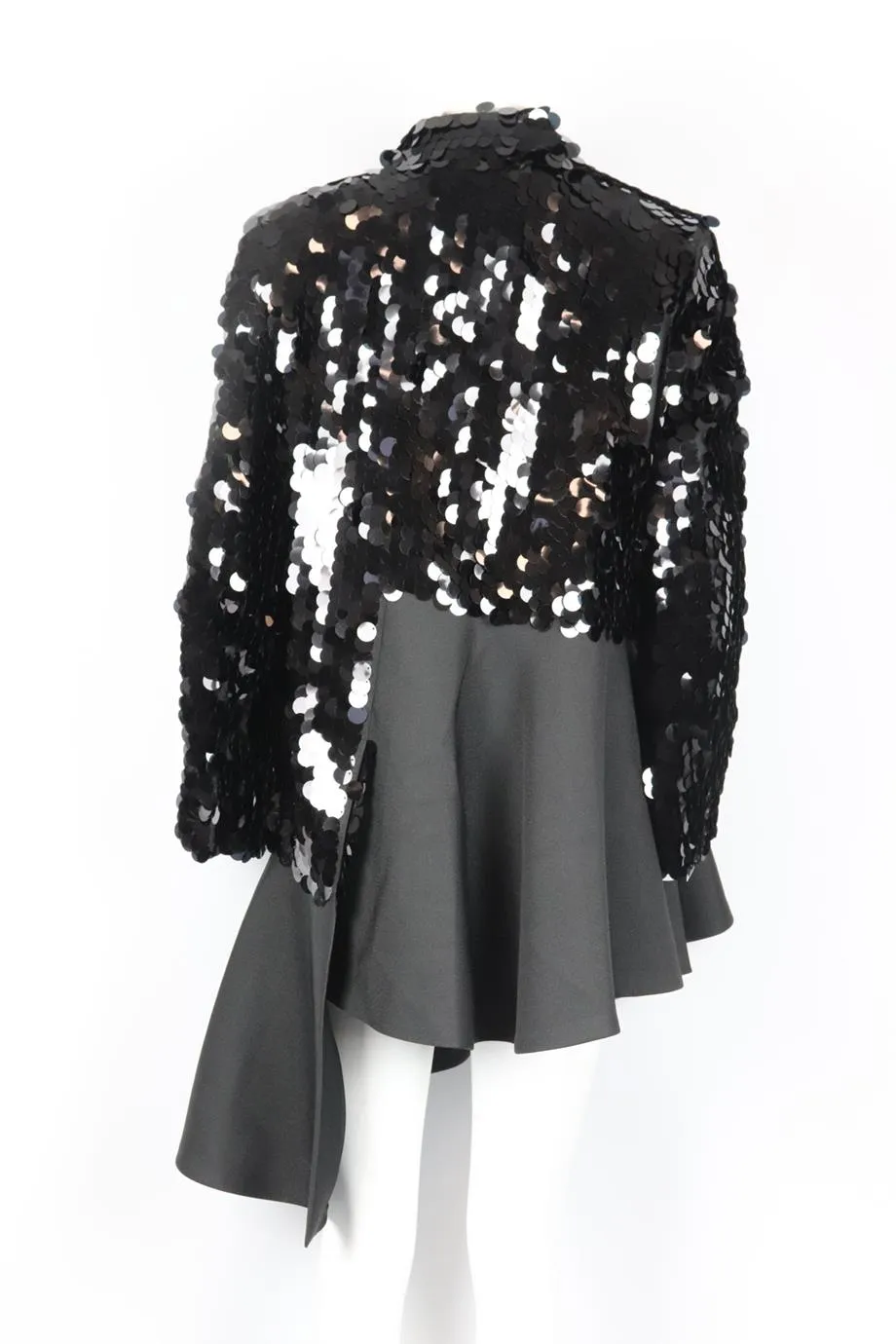 COMME DES GARONS ASYMMETRIC SEQUINED CHIFFON COAT MEDIUM