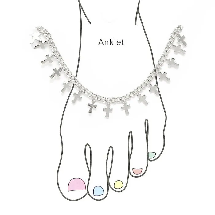 Cross Fringe Gold Dipped Anklet