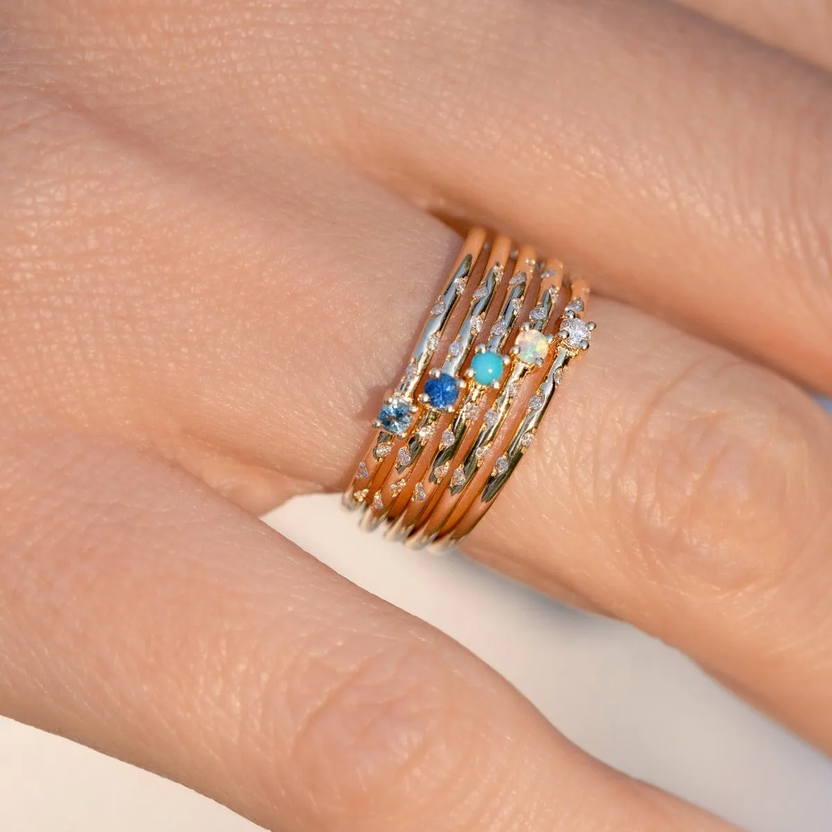Dainty Starry Birthstone Ring