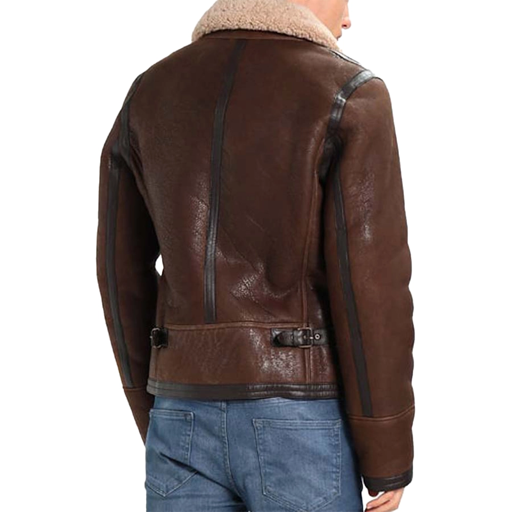 Dark Brown Aviator Jacket | Mens Shearling Leather Jacket