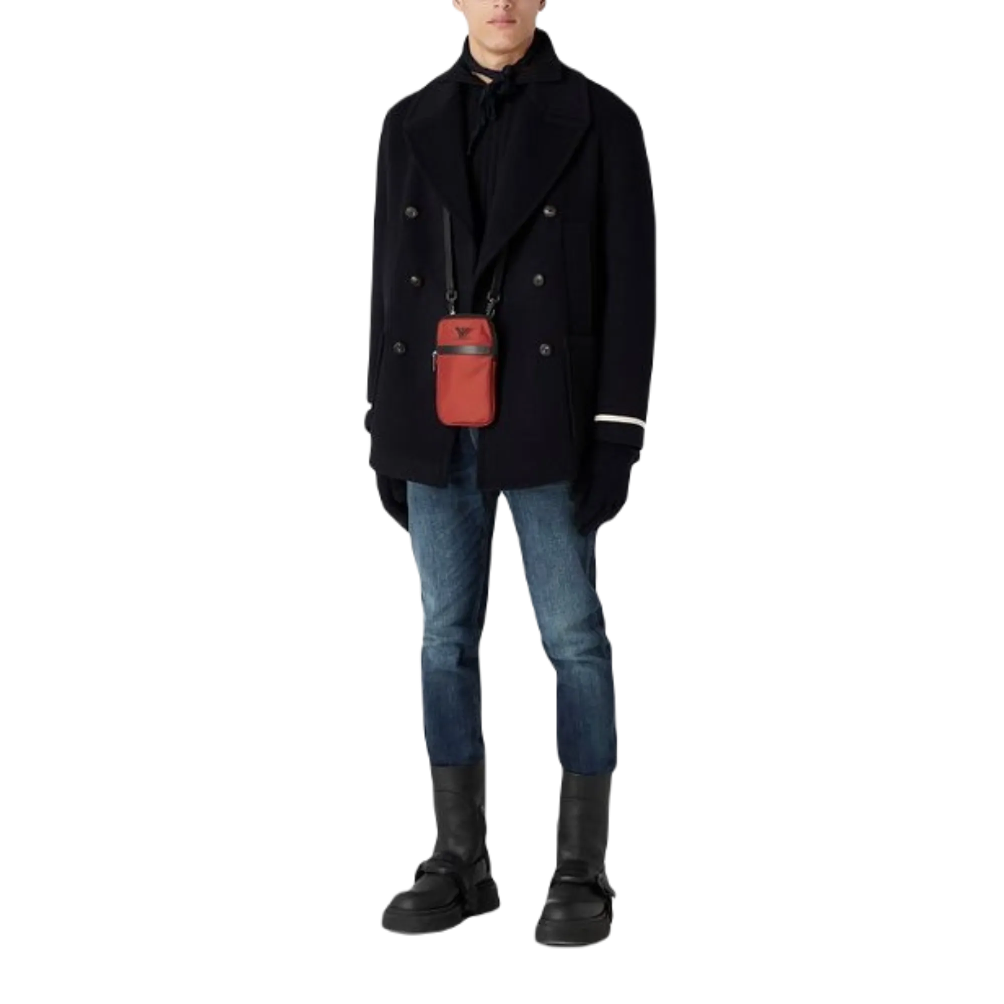 DOUBLE-BREASTED PADDED PEA COAT IN A SOF