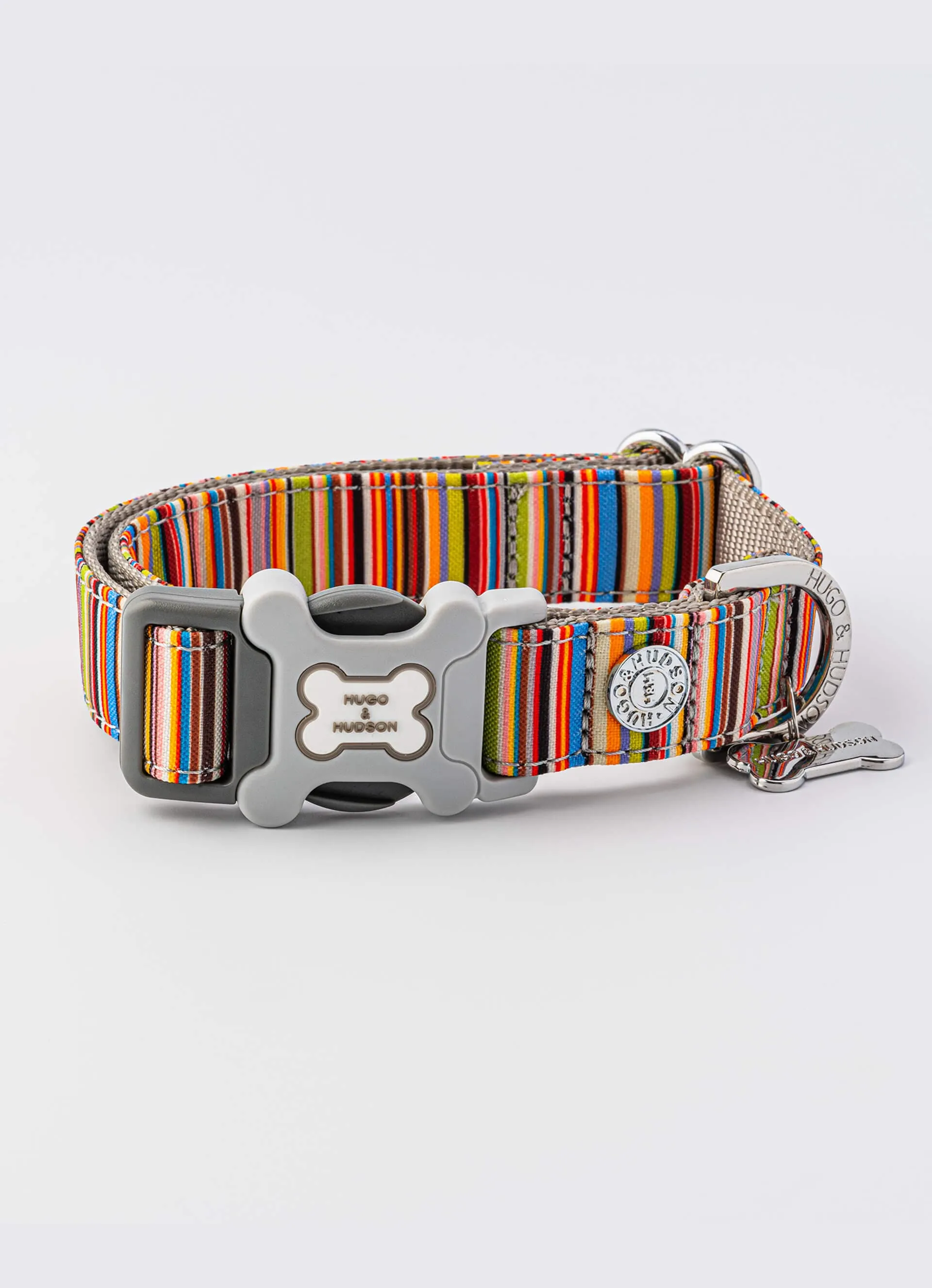 Fabric Dog Collar - Striped Multi-colour