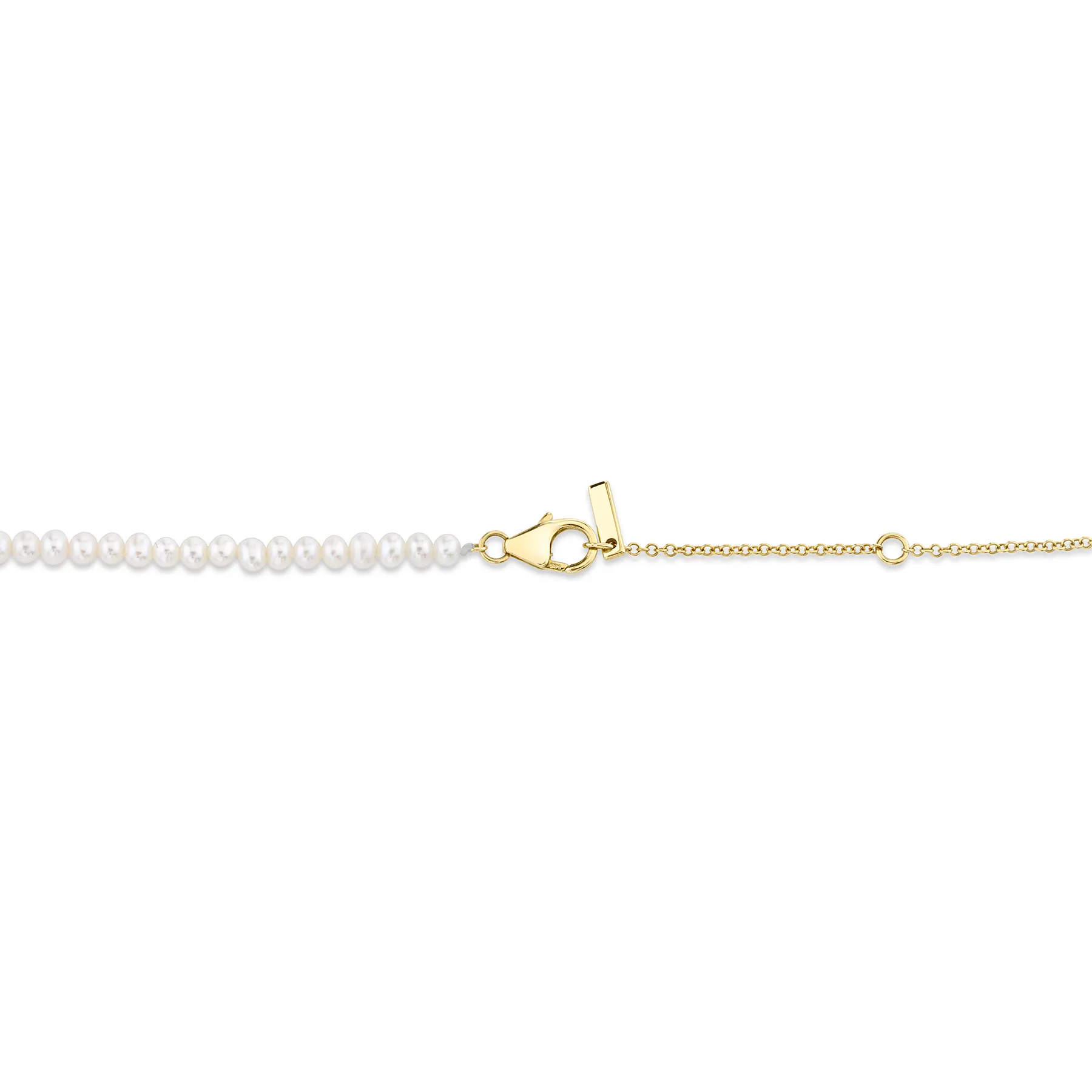 Favorite Bezel Necklace - White Diamond and Pearl / 14k Yellow Gold