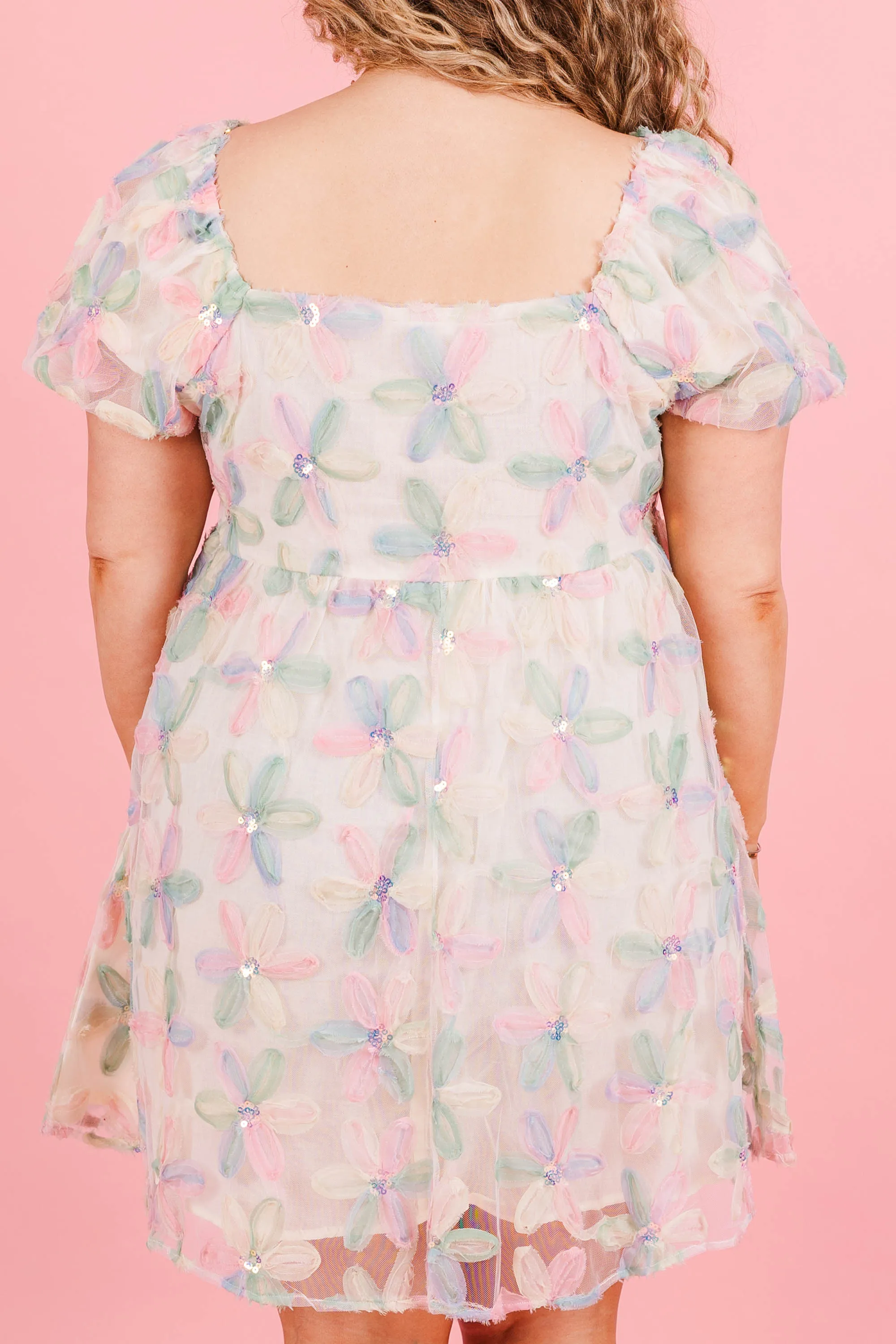 Flower Clouds Dress, Pink Mix