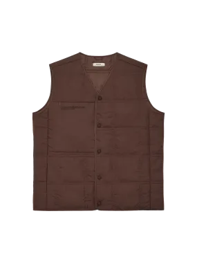 Flower-Warmth Quilted Gilet—chestnut brown