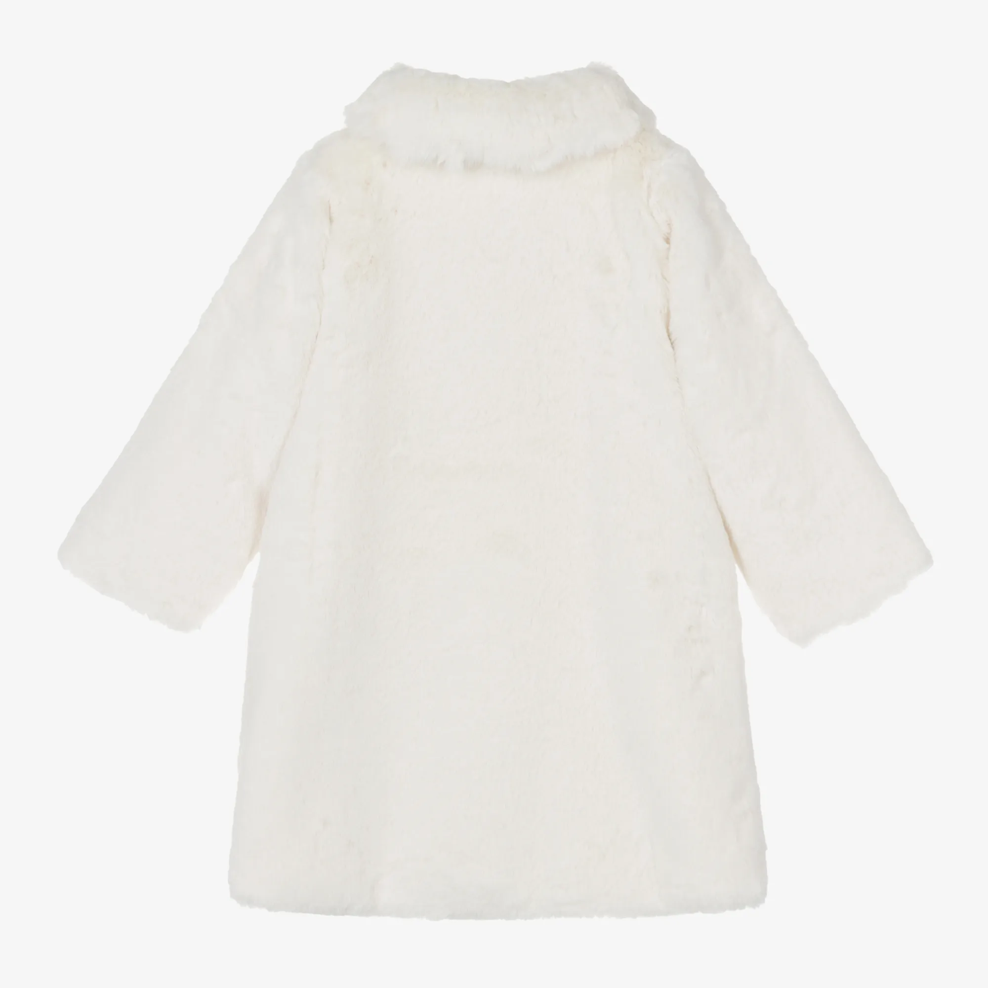 Girls Ivory Faux Fur Coat