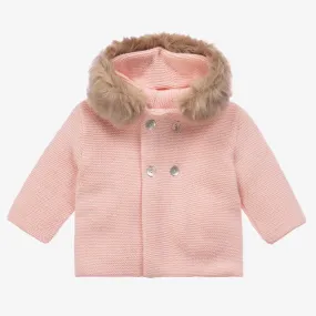 Girls Pink Knitted Pram Coat