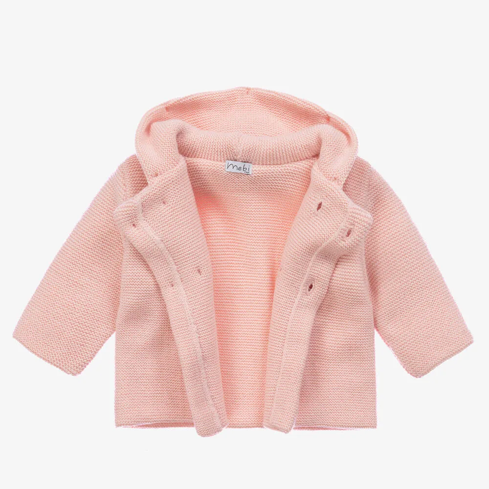 Girls Pink Knitted Pram Coat