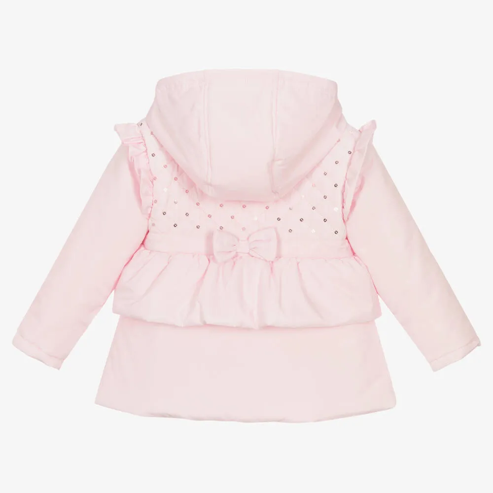 Girls Pink Padded Hooded Coat