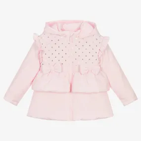 Girls Pink Padded Hooded Coat