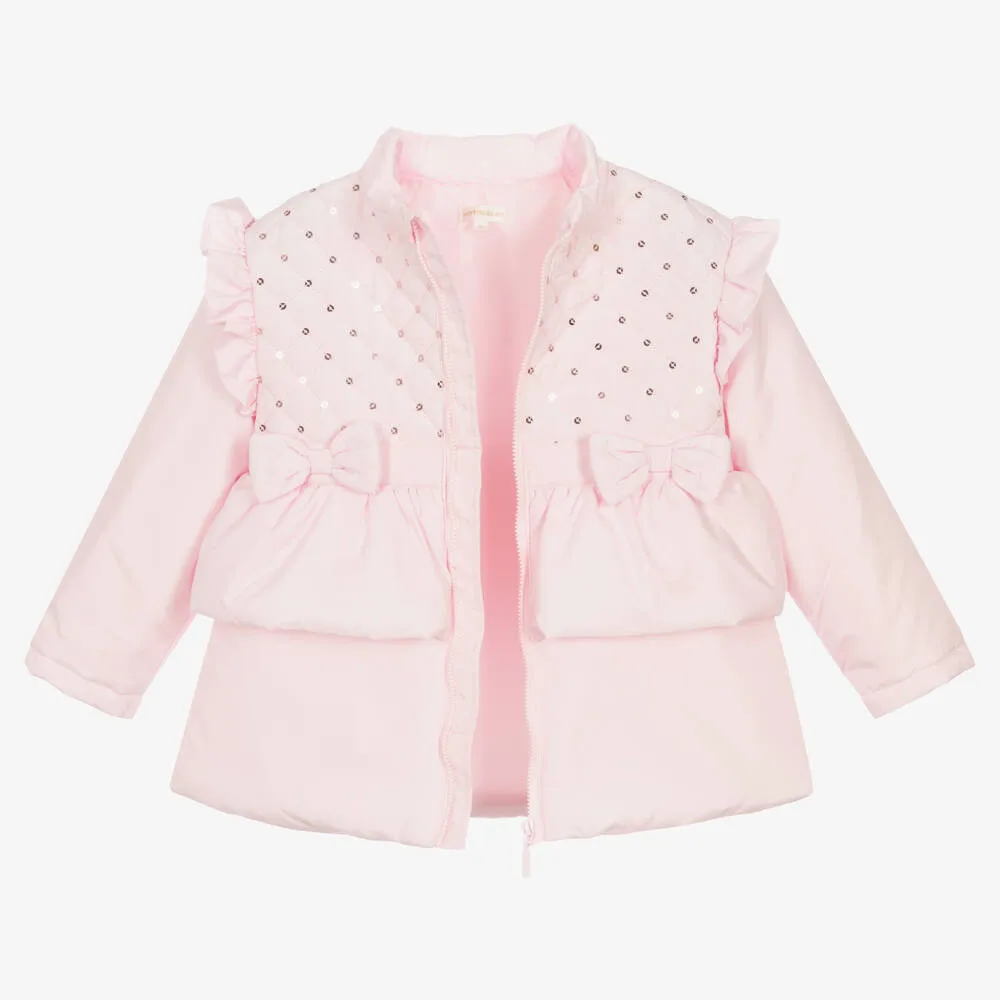 Girls Pink Padded Hooded Coat