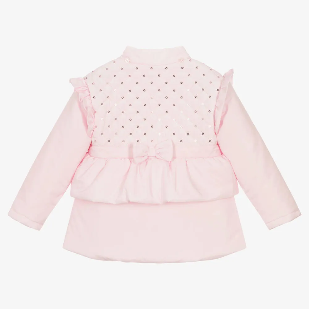 Girls Pink Padded Hooded Coat