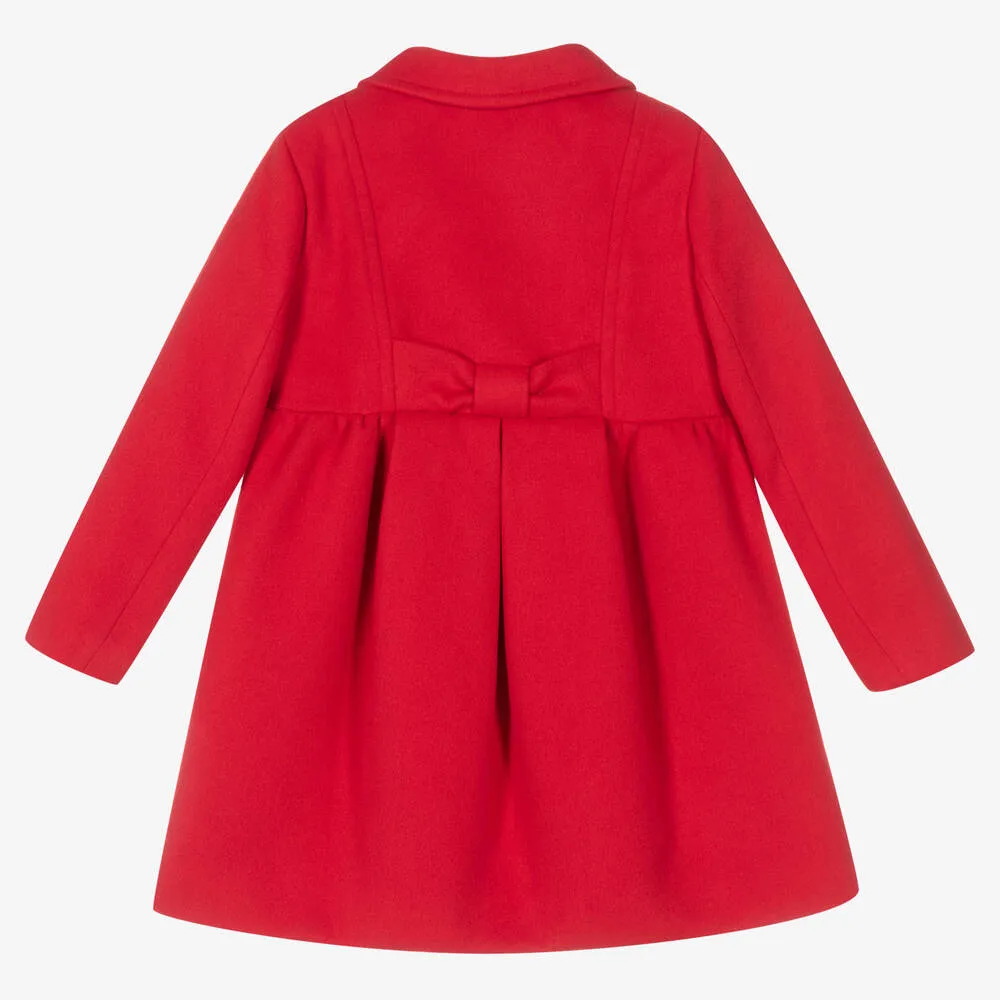 Girls Red Felted Classic Coat