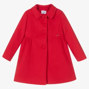 Girls Red Felted Classic Coat