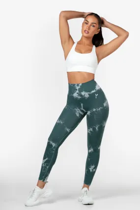 Green Tie Dye Scrunch Leggings