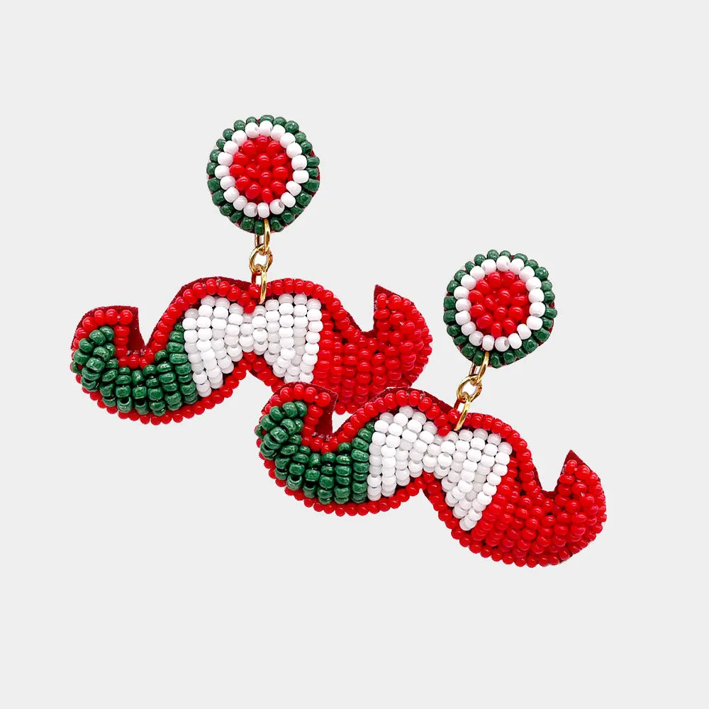 iLLASPARKZ Felt Back Seed Beaded Mustache Dangle Earrings