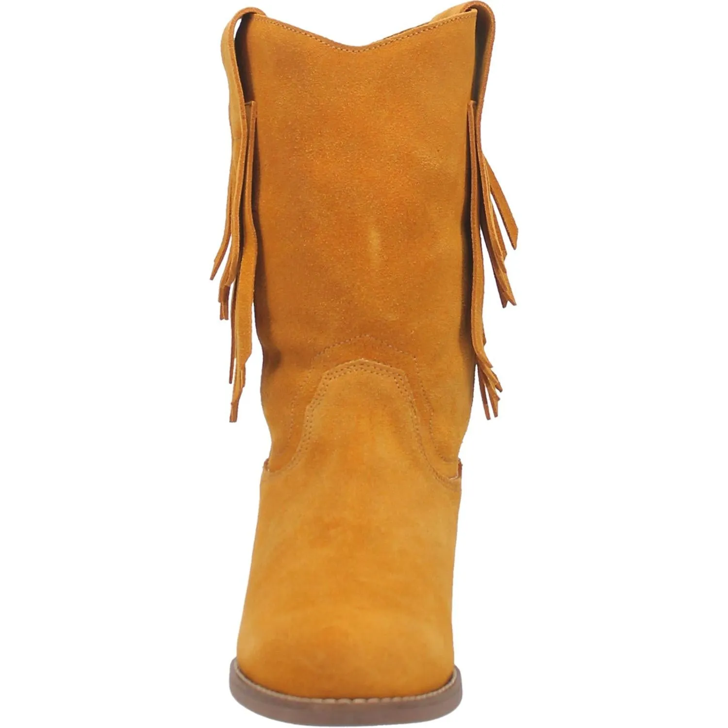 Kelsey Mustard Suede Hidden Wedge Fringe Boots (DS)