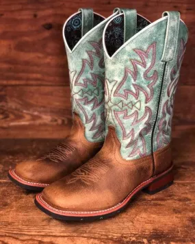 Laredo Women's Anita Brown & Turquoise Square Toe Cowgirl Boots 5607