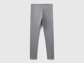 Leggings in stretch cotton with logo - Dark Gray | Benetton