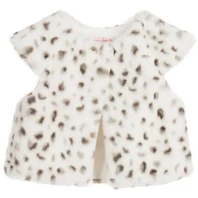 LILI GAUFRETTE GIRLS IVORY PLUSH FUR SPOTTED GILET 3 YEARS