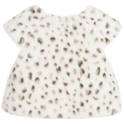 LILI GAUFRETTE GIRLS IVORY PLUSH FUR SPOTTED GILET 3 YEARS